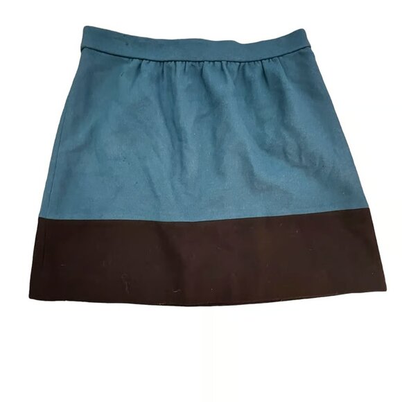 J. Crew‎ NWT Blue Color Block Wool Skirt Size 10 - Picture 1 of 11